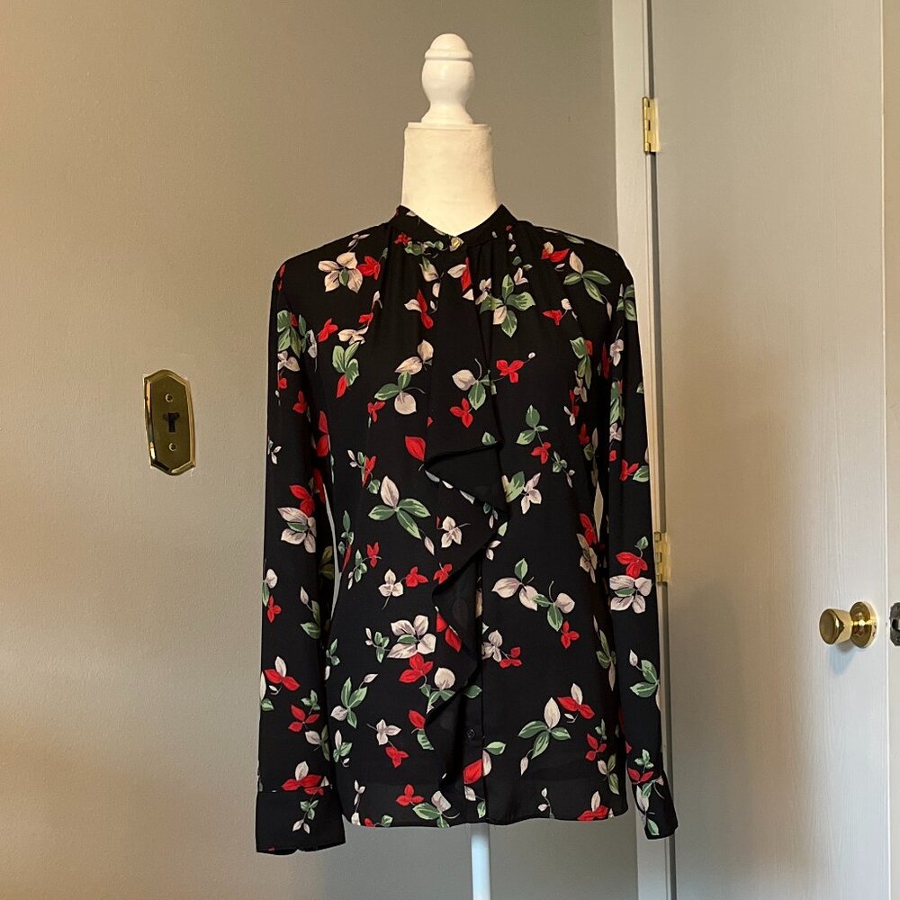 Lauren Ralph Lauren Red and Green Floral Blouse